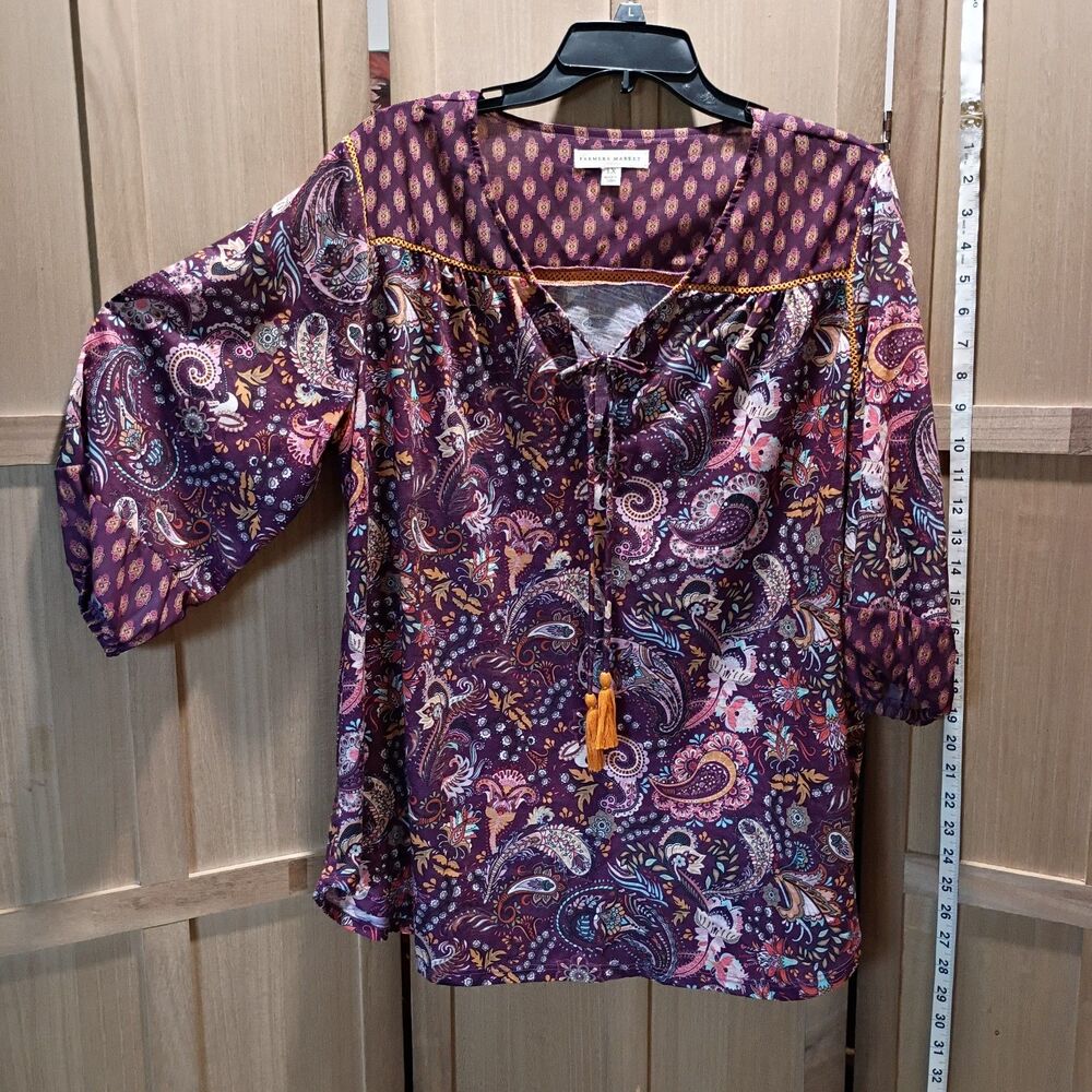 Farmers market 1x top boho blouse